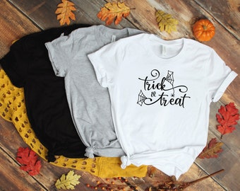 Camiseta Truco o Trato, Camiseta de Halloween, Camisas de Halloween para Mujeres - Camisas de Otoño - Camisas de Halloween - Fiesta de Halloween, Camisa de Halloween T331