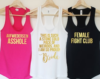 Camisas de despedida de soltera. Tema de la película camisa de despedida de soltera. Camisetas de fiesta nupcial. Regalo de dama de honor. Camisas de película de dama de honor. Tanque de soltera T153