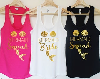 Bachelorette Party Tank Tops, Beach Bachelorette, Mermaid Shirt, Mermaid Bachelorette, Custom Mermaid Tank Tops, Mermaid Bride Tank T311