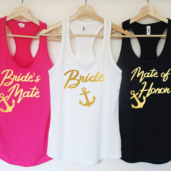 Nautical Bachelorette Shirts,Nautical Bride,Nautical Crew Tank Top,Last Sail Before Veil,Bridesmaid Shirts,Bride Anchor,Lets Get Nauti T156