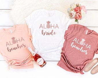 Aloha Beaches.Bachelorette Party Shirts Beach.Aloha Bride.Pineapple Bachelorette Shirt.Hawaii bachelorette.Aloha beaches tank.Hola tank T140