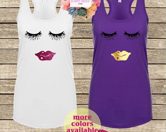 Eyelashes and Lip Shirt.Lashes Tank.Lip Shirt.Eyelashes Tank Top.Lashes and Lips Women's.Fashion Shirt Tshirt Tee Girls Gift Girly T201