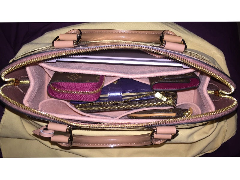 Bag Organizer for LV Alma Bb Alma PM Felt Purse Organizer Insert with Zipper 1004Khaki-L(NLMA-BB)