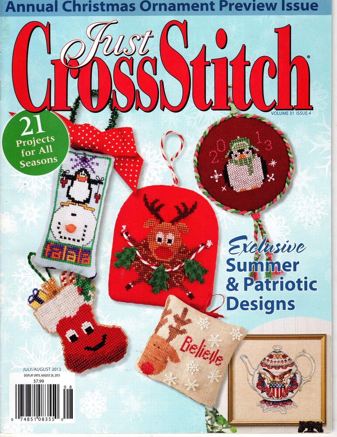 Just Cross Stitch July/august 2013 Magazine Etsy
