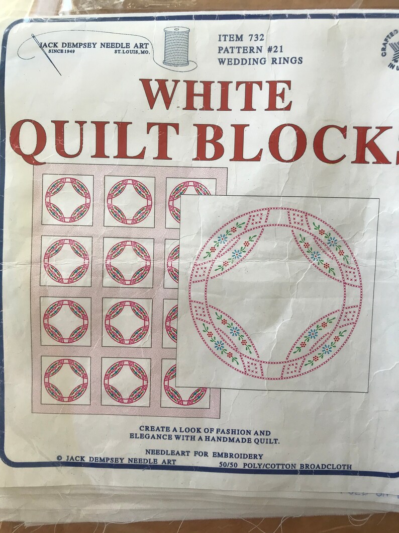 Stamped Quilt Blocks for embroidery set of 6 Etsy
