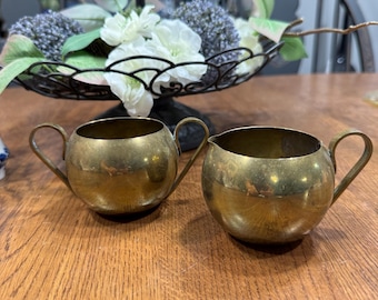 Jarra y azucarera de latón antiguo Revere Ware Rome NY