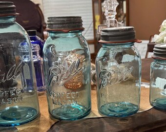 Juego de 4 tarros Mason Big Aqua Ball Perfect