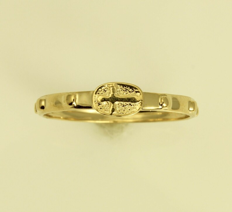 14K Real Yellow Gold Cross Catholic Finger Rosary Ring Anillo Etsy