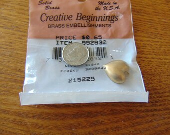 Puffed Heart Charm Brass