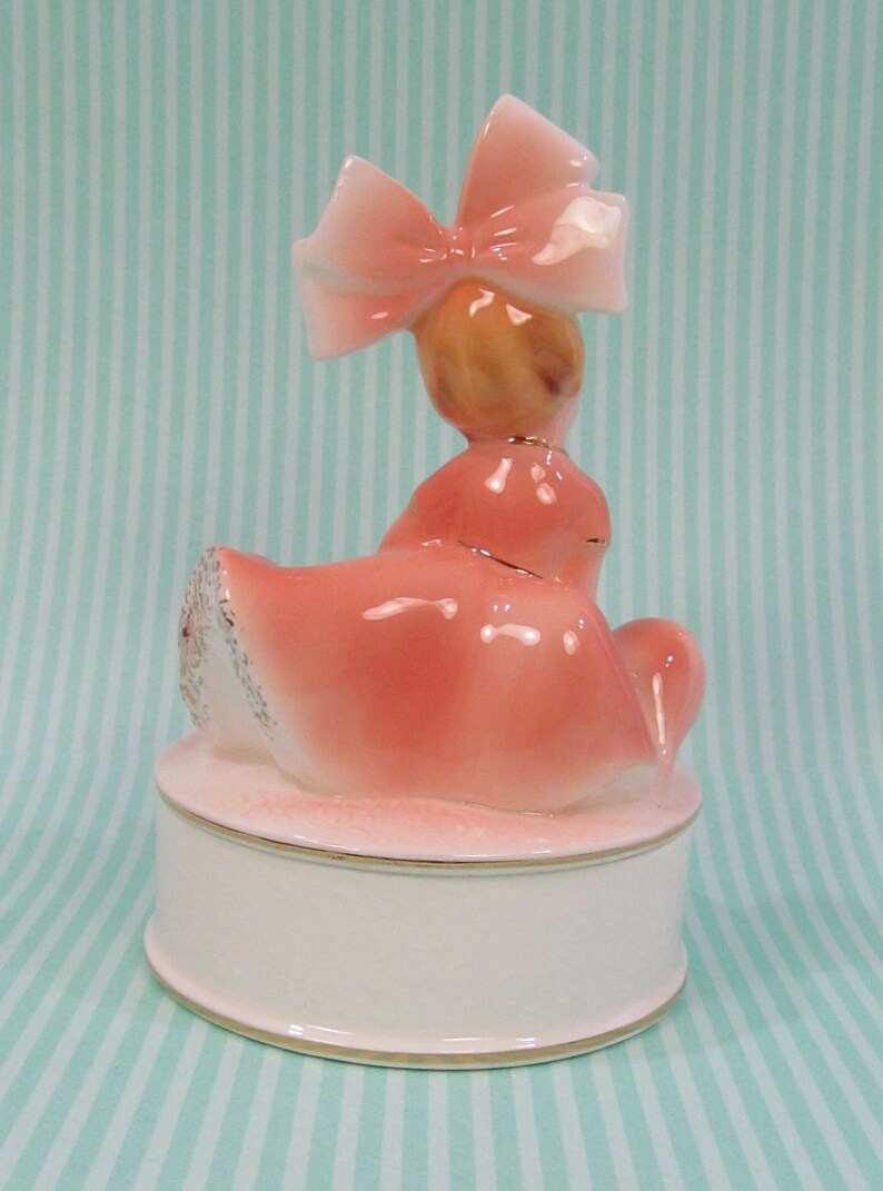Inarco HTF Beautiful Big Bow Girl in Gorgeous Peach Dress Sitting ...