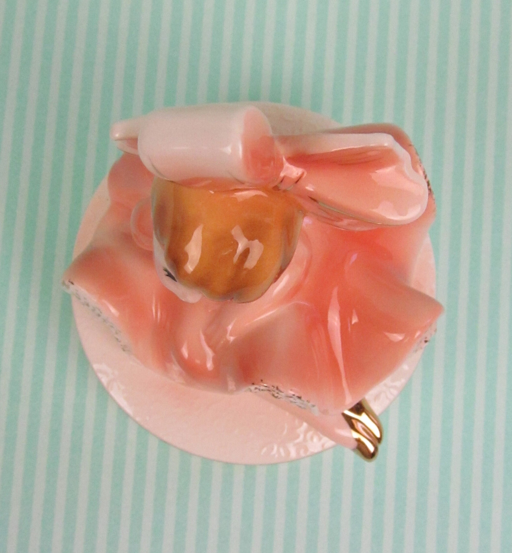 Inarco HTF Beautiful Big Bow Girl in Gorgeous Peach Dress Sitting ...