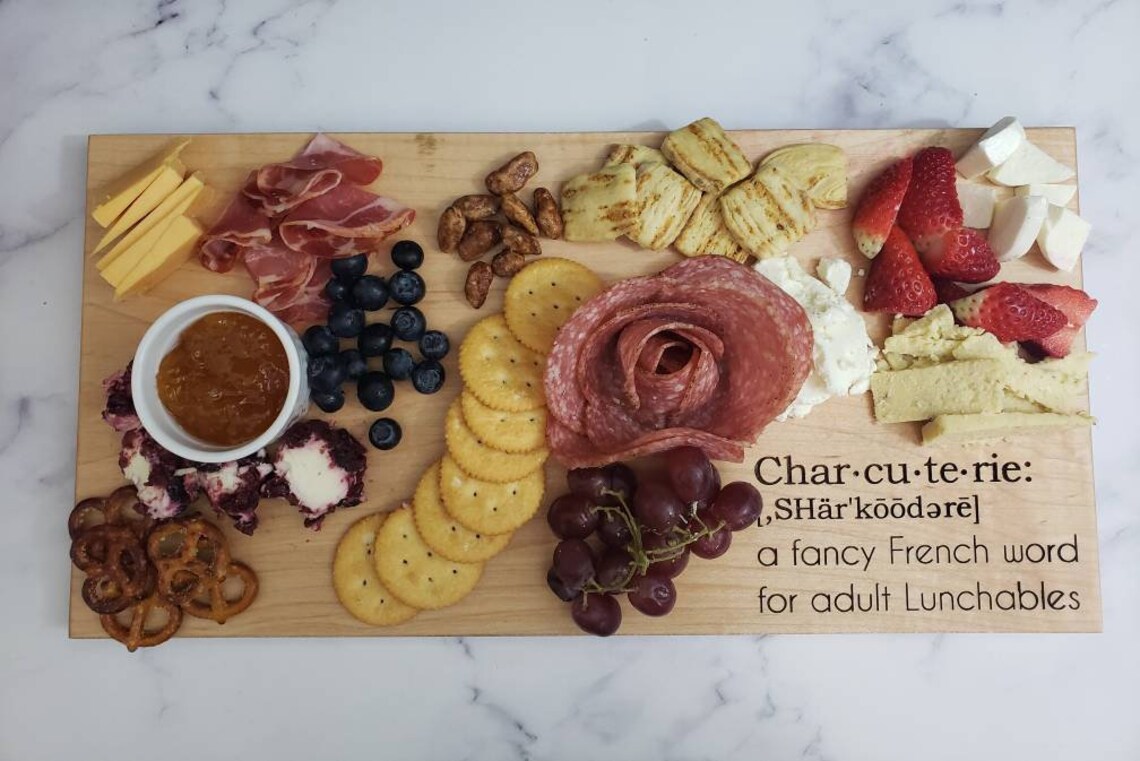 Charcuterie Board Adult Lunchable Fancy Meat Cheese Cutting Chopping