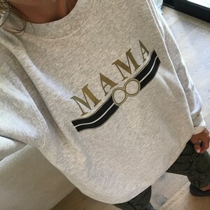 Gray and Gold Mama sweater