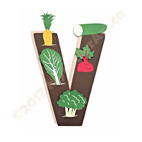 Letter Craft Kit Or Wall Art V Is For Vegetables Etsy
