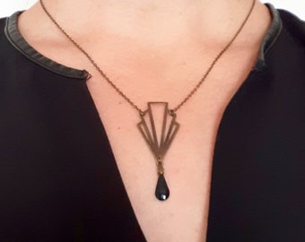 Pendentif Artistique En Métal Et émail - Décor Géométrique, Argenté - Bon état Occasion