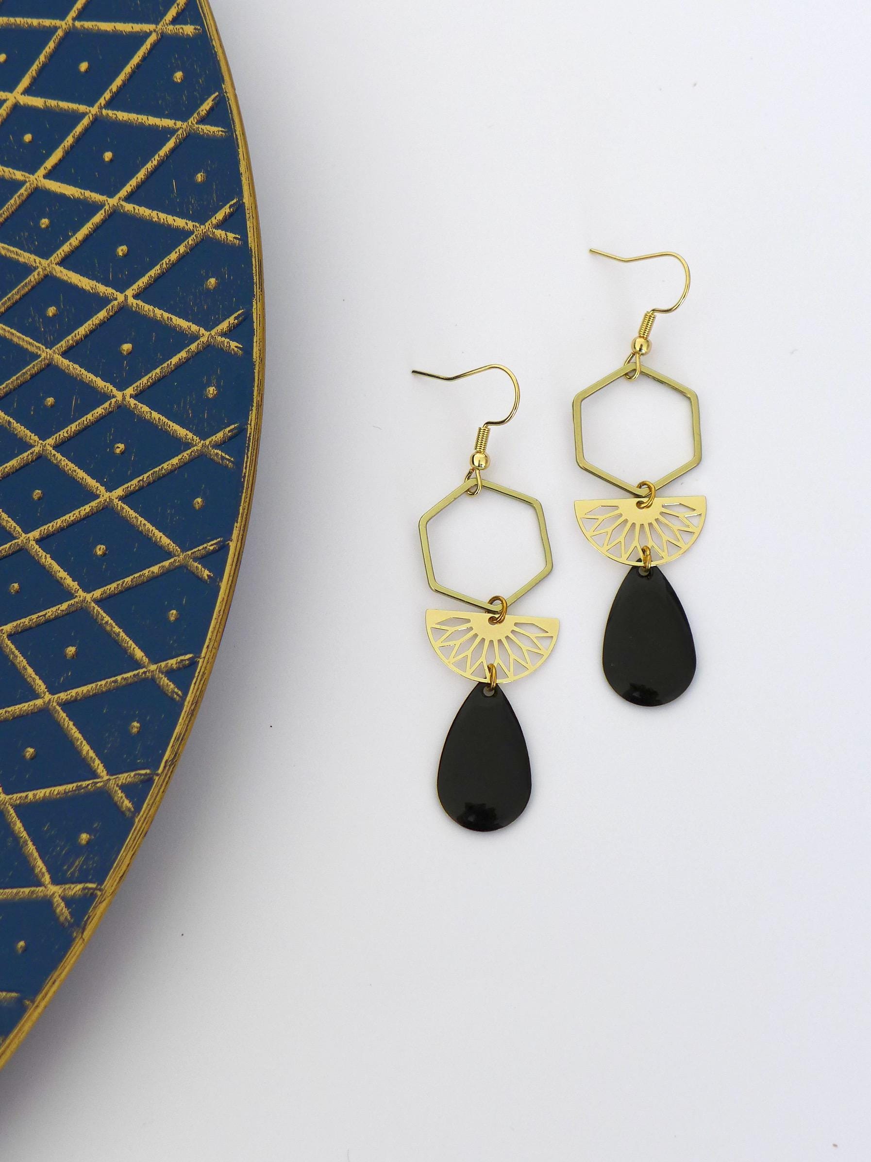 Boucle d'oreilles Créoles Hexagone Or jaune 18K Sans pierre - Cadeau anniversaire élégant Boucle d'oreilles Créoles Hexagone Or jaune 18K Sans pierre - Cadeau anniversaire élégant