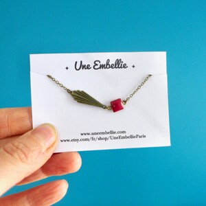Quiges - Pendentif Breloque Avec Fermoir Plaqué Argent - Émail Rouge Avec Archet - Boîte Cadeau Incluse - Idée Cadeau Femme