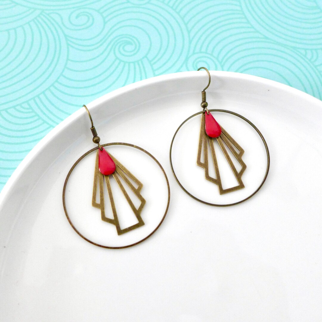 Boucles d'oreilles éventail avec pierres Multicolore | France
