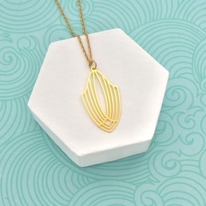 Openwork striped oval art deco graphic necklace, elegant geometric modern pendant, gift for her, fine gold stainless steel necklace