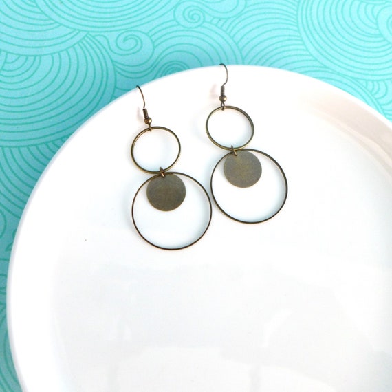 Boho Chic Bronze Hoop Earrings Large Hoop Earrings Large Circle