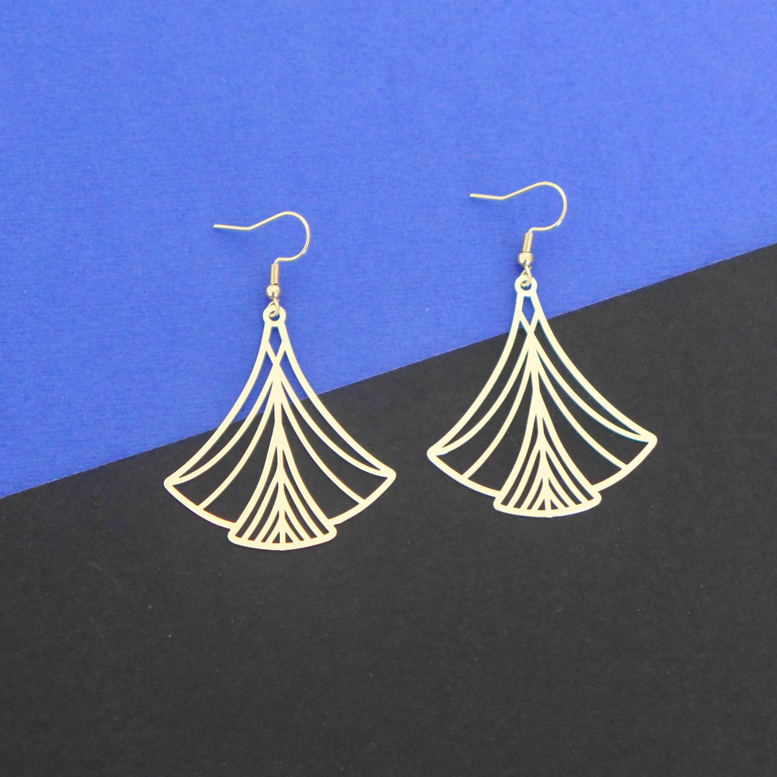 Boucles D'oreilles Clip Argenté Art Déco - Dentelle & Strass Bleu - Style Great Gatsby - Modèle Unique QD1