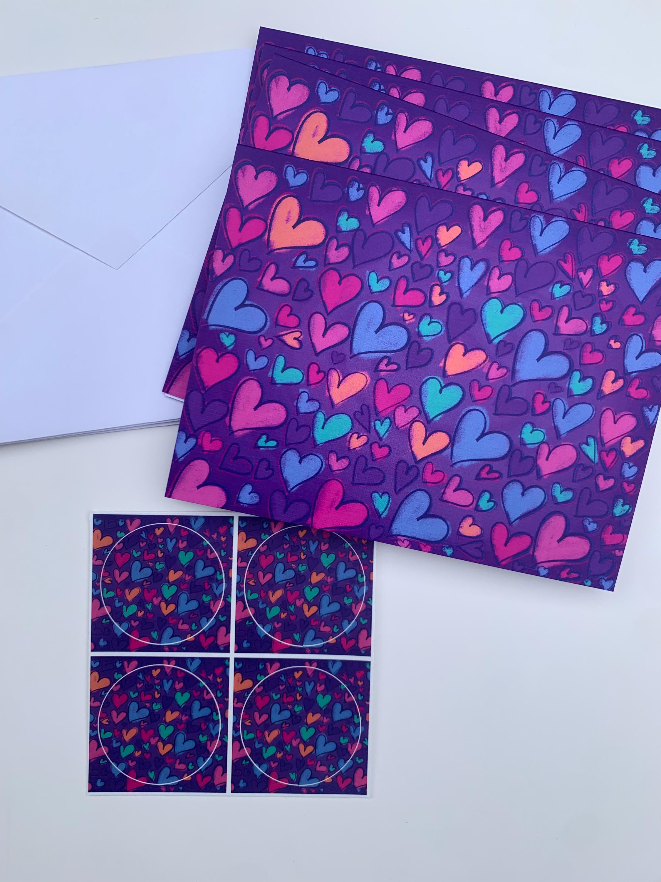 4 Pack Notecards & Matching Stickers with 4 envelopes