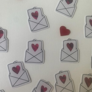 20 flocons d'autocollants pour enveloppe coeurs - Petits autocollants de courrier postal et de journalisation