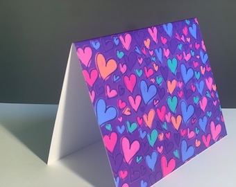 Purple Hearts Notecard includes envelope