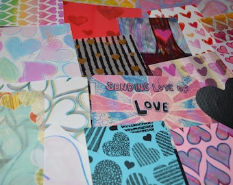Love Hearts Scrap Paper Pack - 30+ Pieces - Valentine Stationery and Stickers - Cardmaking Supplies for Valentine's Day