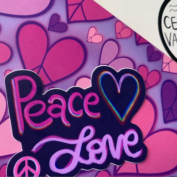 Pretty Pink and Purple Peace and Love Sticker