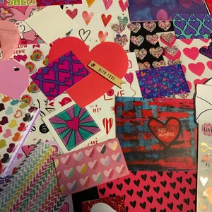 Love Hearts Scrap Paper Pack - Stationery and Stickers - Approximately 25 Pieces