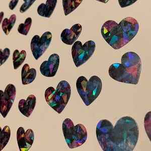 20 flocons d'autocollants coeur en mosaïque - Autocollants holographiques pour courrier postal et journal