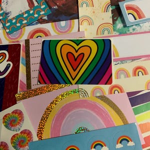 Rainbow Scrap Paper Pack - Stationery and Stickers - Approximately 25 Pieces