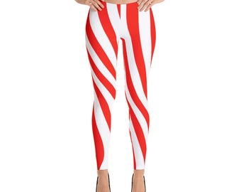 Candy Cane Leggings | Etsy