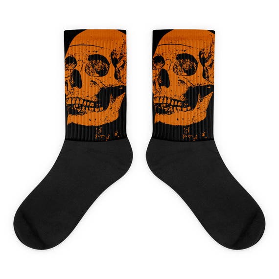 Orange Skull Black Foot Socks - Etsy