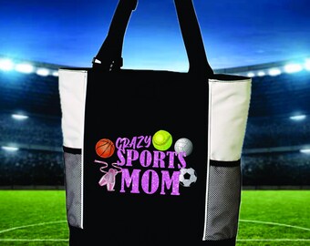 Crazy Sports Mom Tote: Zippered Top, Adjustable Handles