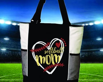 Softball Mom Zippered Tote | Sports Fan Bag