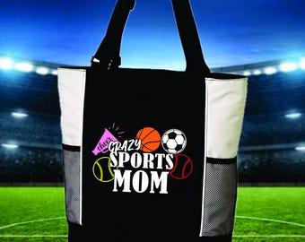 Crazy Sports Mom Zippered Tote | Personalized Team Bag