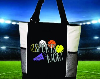 Personalized Sports Mom Tote | Zippered Top, Adjustable Handles