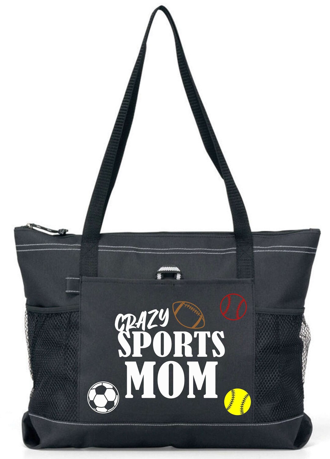 Crazy Sports Mom Tote Mom Tote Sports Mom Baseball Football Soccer