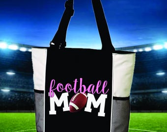 Football Mom Zippered Tote Bag | Sports Fan Gift