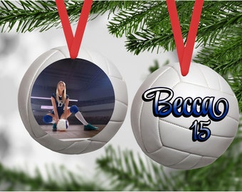 Custom Volleyball Photo Ornament, Double Sided Sports Gift