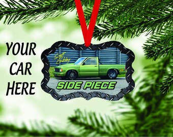 Custom Photo Ornament| Dark Diamond Plate| Holiday| Christmas| Décor|