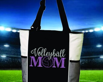 Volleyball Mom Tote Bag: Zippered Top, Adjustable Handles