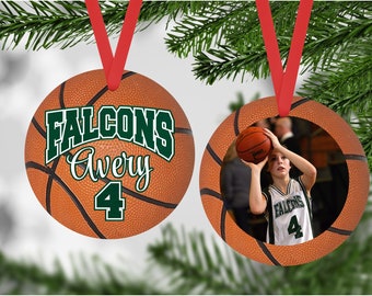 Basketball Photo Ornament with Team| Custom Basketball \ Basketball Gift\ Holiday| Christmas| Décor|