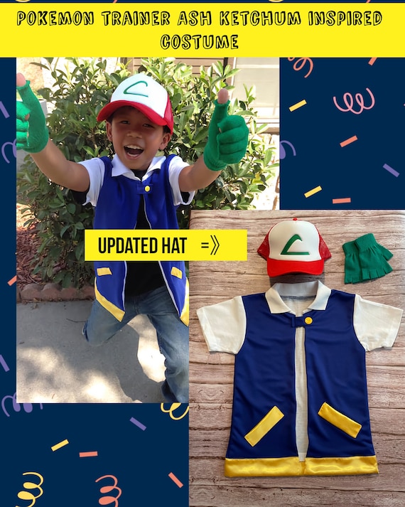 3Pc Child'S Ash Ketchum Pokémon Trainer Costume. Blue - Etsy Uk