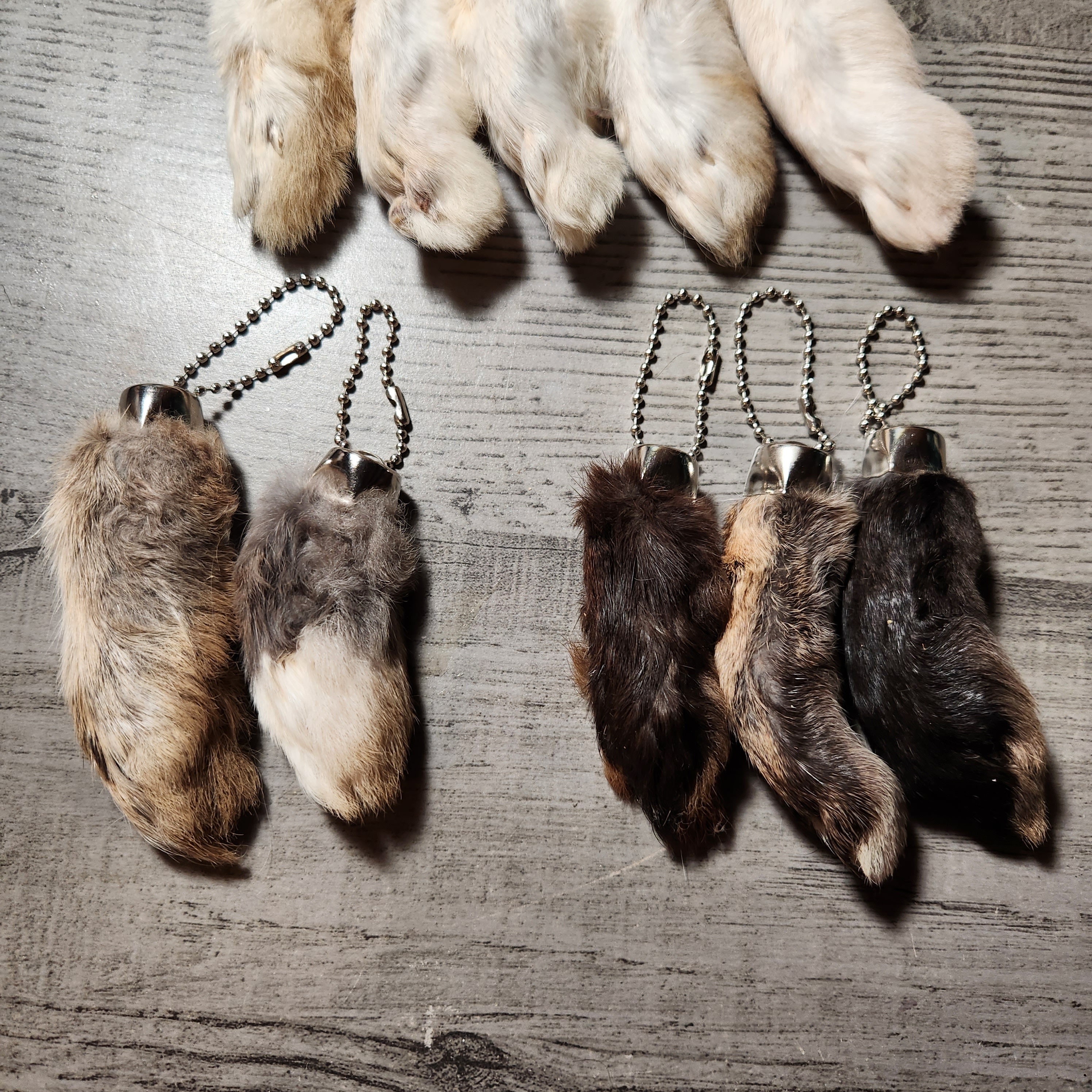 Real Rabbit's Foot Keychain Red Pink Green Blue Purple Dyed and