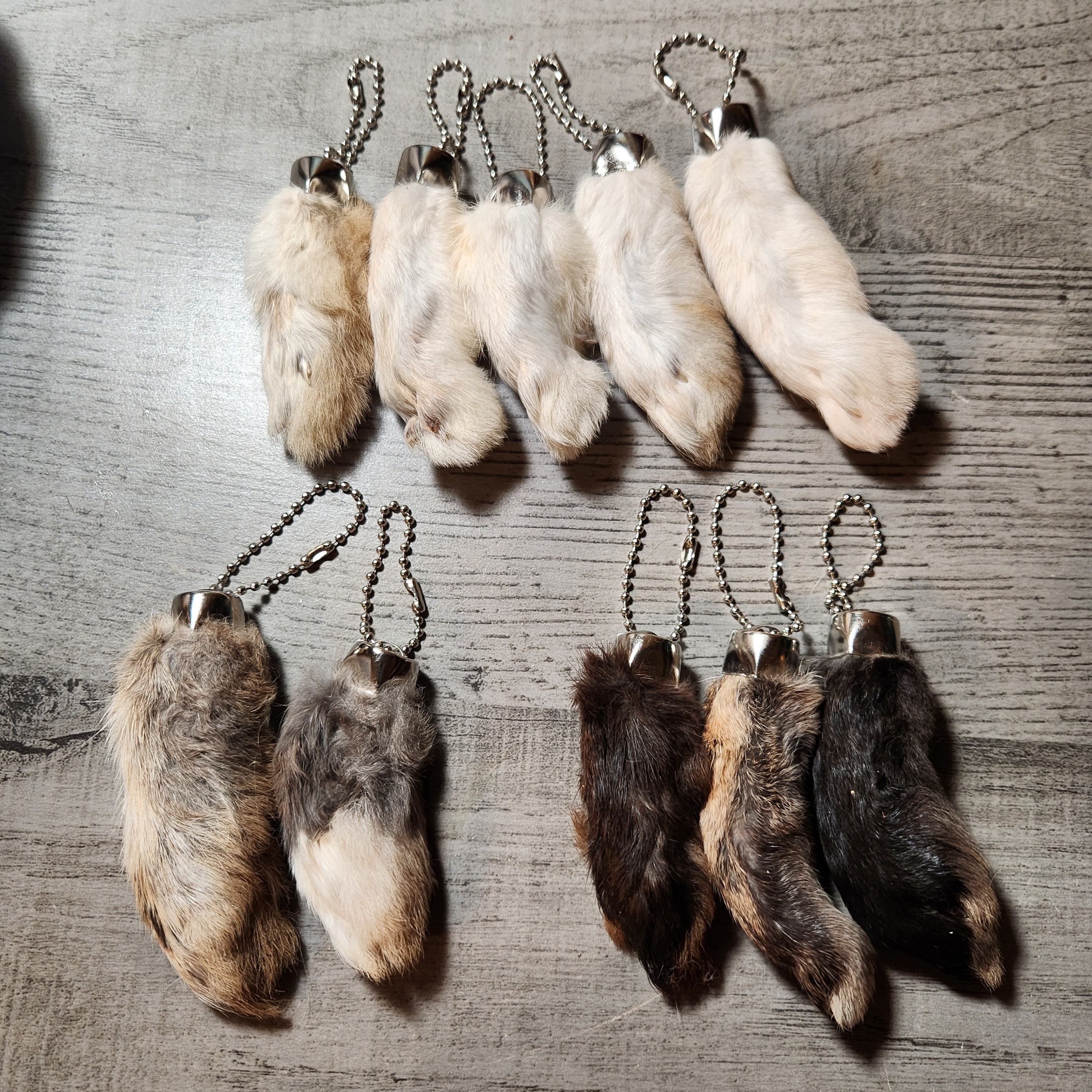Real Rabbit's Foot Keychain Red Pink Green Blue Purple Dyed and
