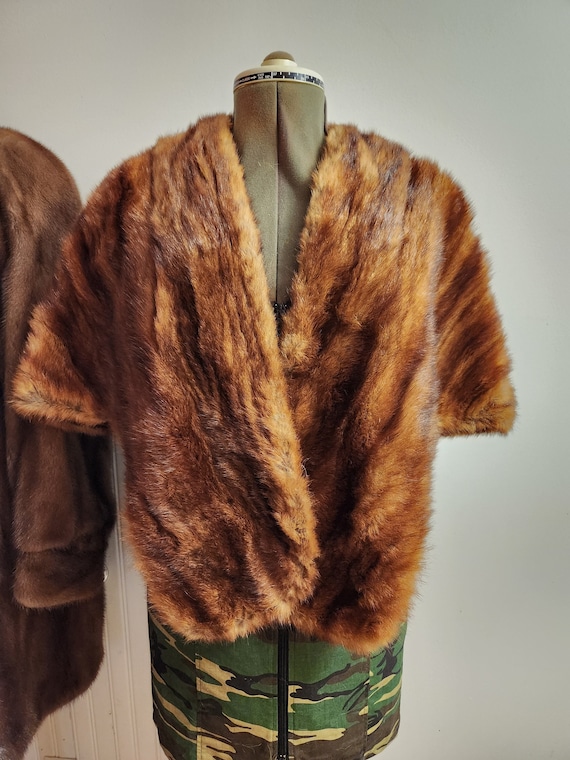 Vintage red glow mink fur shrug real fur capelet/s