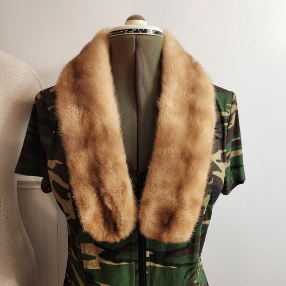Vintage Antique 1930s / 1940s Genuine Mink Fur Stole Pelt Wrap Scarf Brown